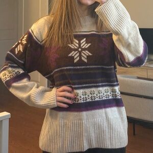 Cozy purple and Cream Sweater